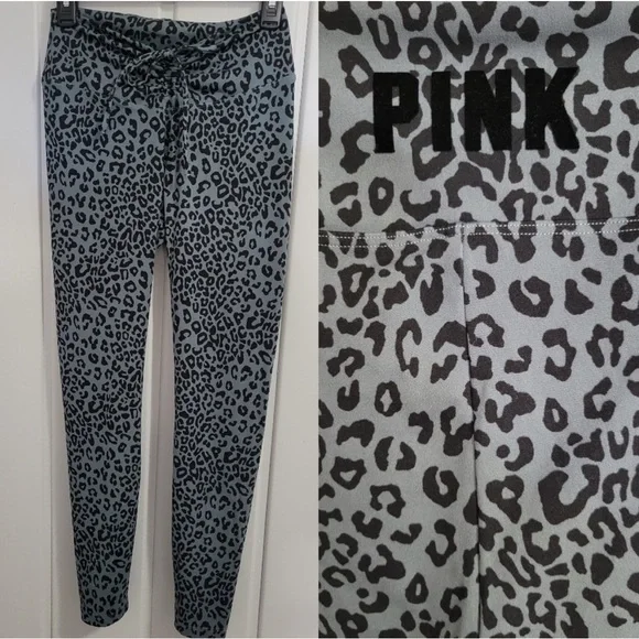 PINK Victoria's Secret Leopard Print Leggings - Black and Gray - Picture 3 of 5